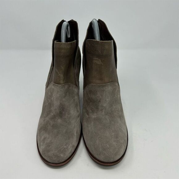 KORK-EASE Gray Light Brown Leather Ankle Booties Size 9 Back Zipper Comfort - Picture 4 of 13
